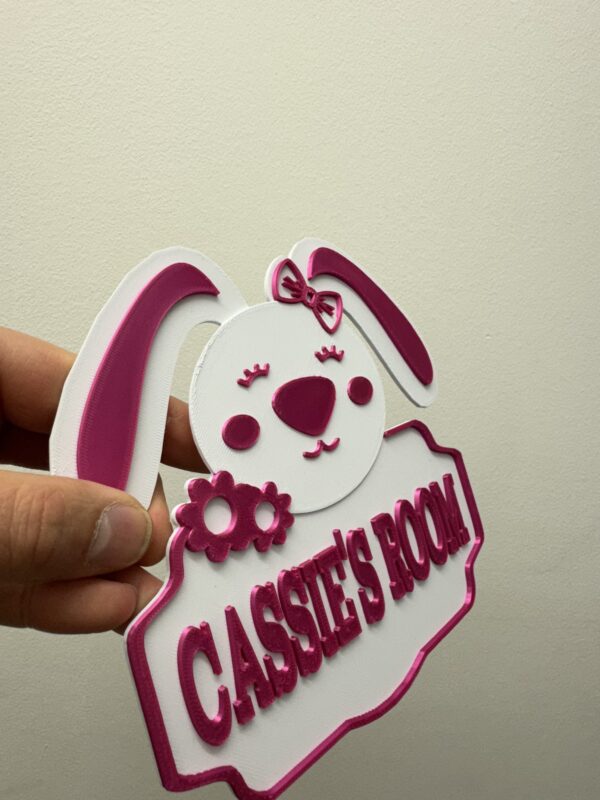 Personalised 3D Bunny Girl Kids Door Sign, Custom Name Room Décor - Image 7