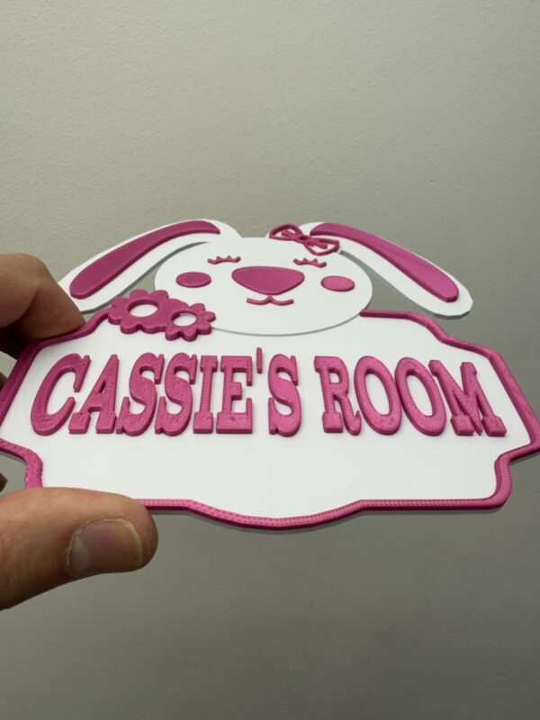 Personalised 3D Bunny Girl Kids Door Sign, Custom Name Room Décor - Image 4