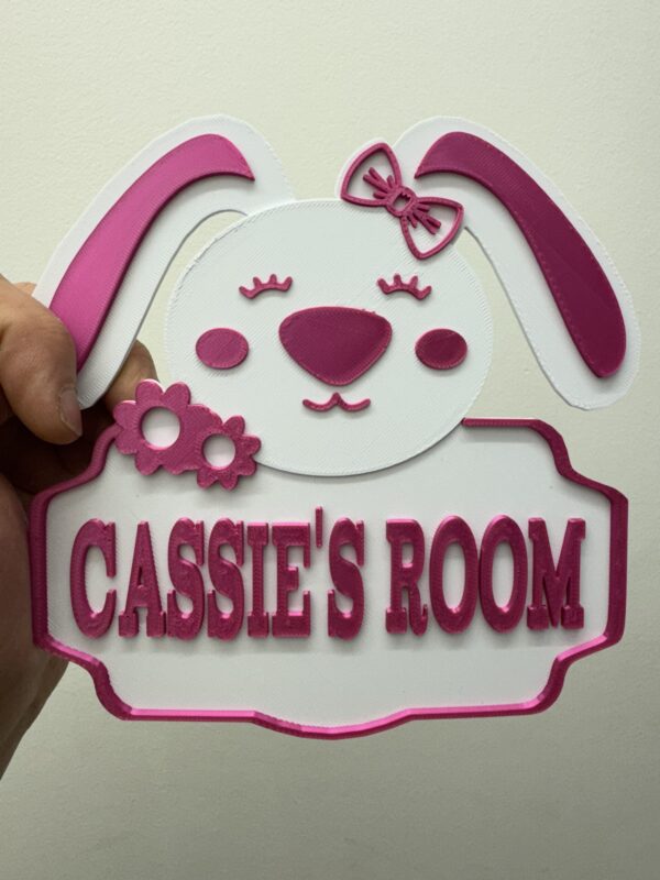 Personalised 3D Bunny Girl Kids Door Sign, Custom Name Room Décor - Image 3