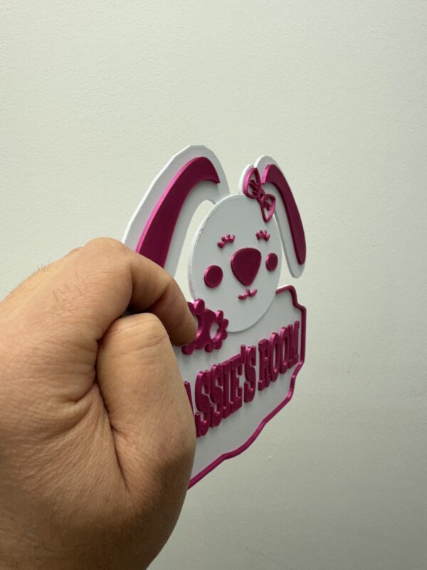 Personalised 3D Bunny Girl Kids Door Sign, Custom Name Room Décor - Image 6