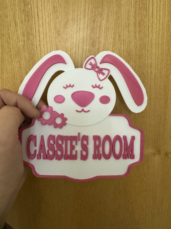 Personalised 3D Bunny Girl Kids Door Sign, Custom Name Room Décor - Image 14