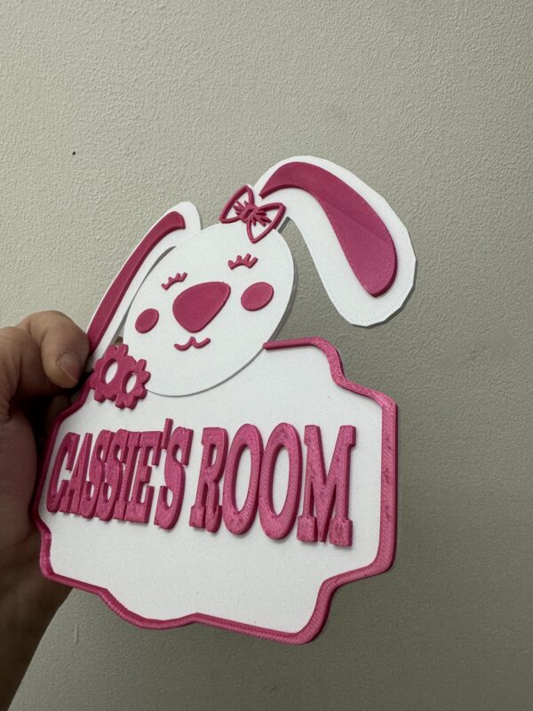 Personalised 3D Bunny Girl Kids Door Sign, Custom Name Room Décor - Image 5
