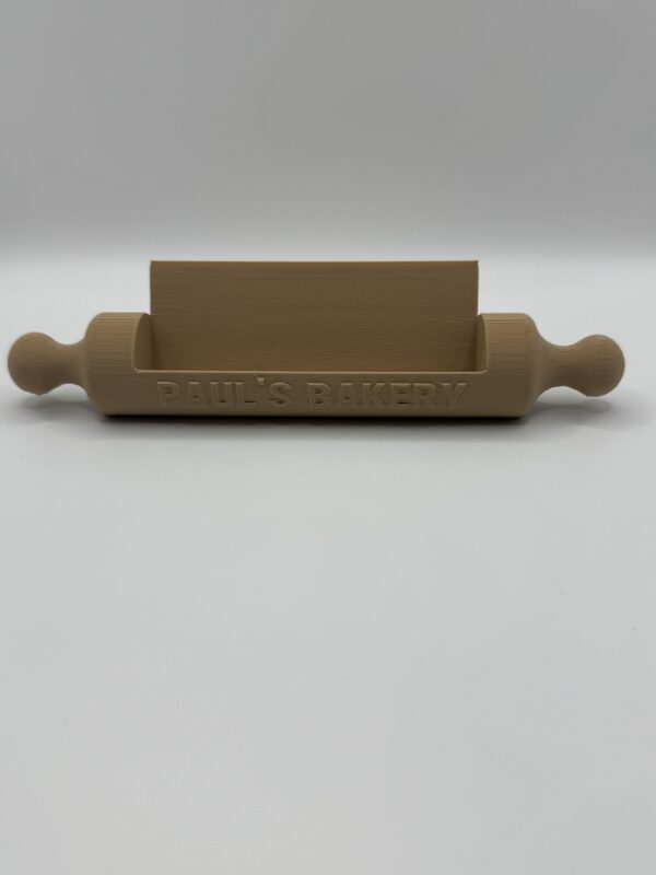 ? Personalised 3D Rolling Pin Business Card Holder – Custom Bakery or Café Desk Display - Image 2
