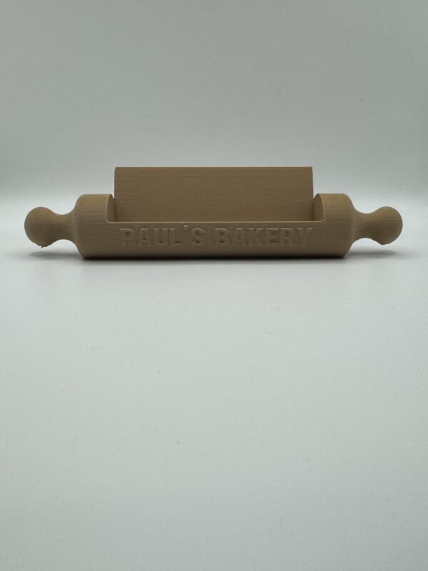 ? Personalised 3D Rolling Pin Business Card Holder – Custom Bakery or Café Desk Display - Image 3