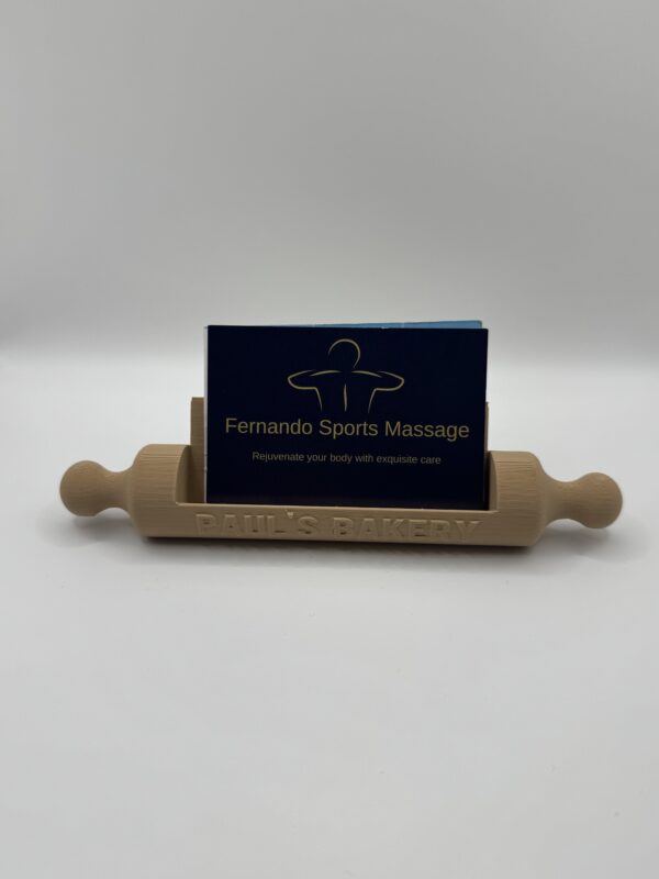? Personalised 3D Rolling Pin Business Card Holder – Custom Bakery or Café Desk Display - Image 9