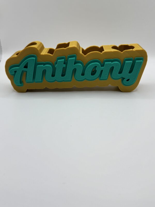 Personalised 3D Name Pen Holder – Dual-Colour Desk Organizer - Image 2