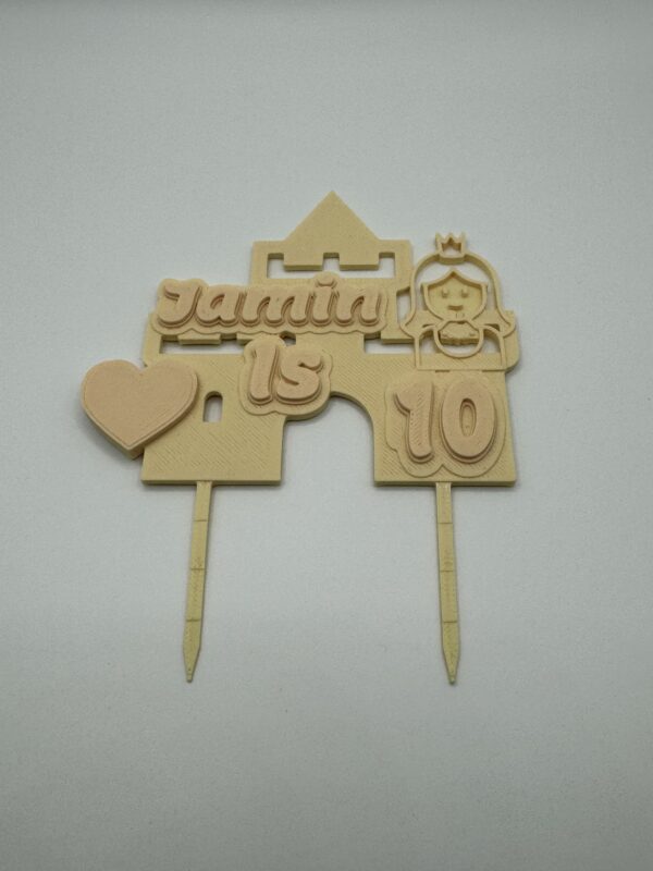 ? Personalised 3D Birthday Cake Topper – Castle & Princess Design - Image 2