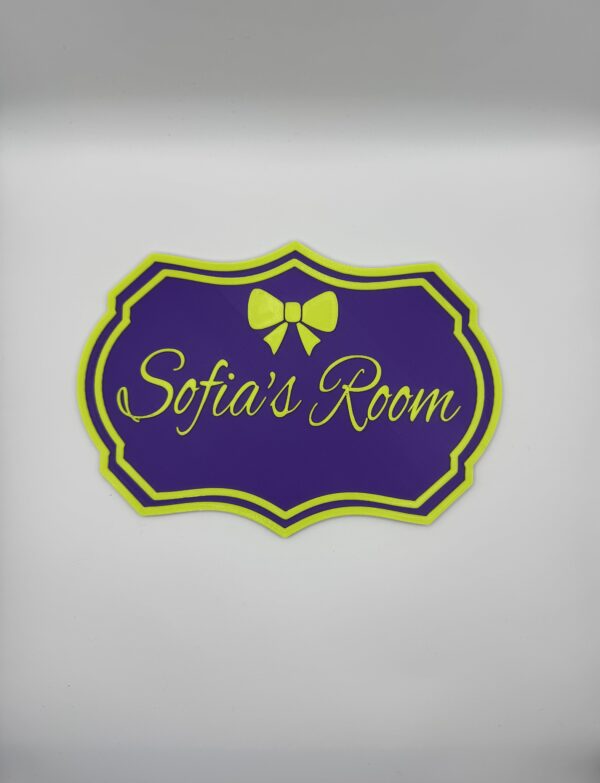 3D Personalised Room Door Sign – “Sofia’s Room” with Bow Design - Image 2