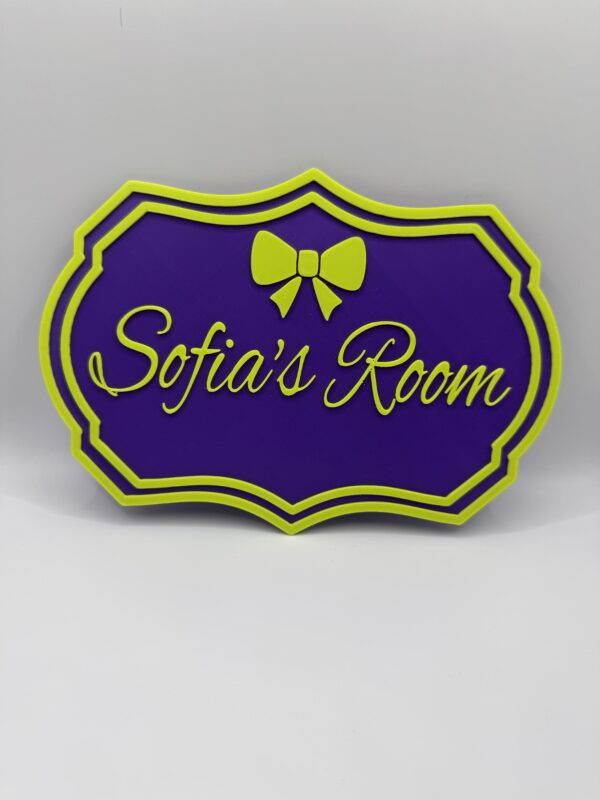 3D Personalised Room Door Sign – “Sofia’s Room” with Bow Design - Image 3