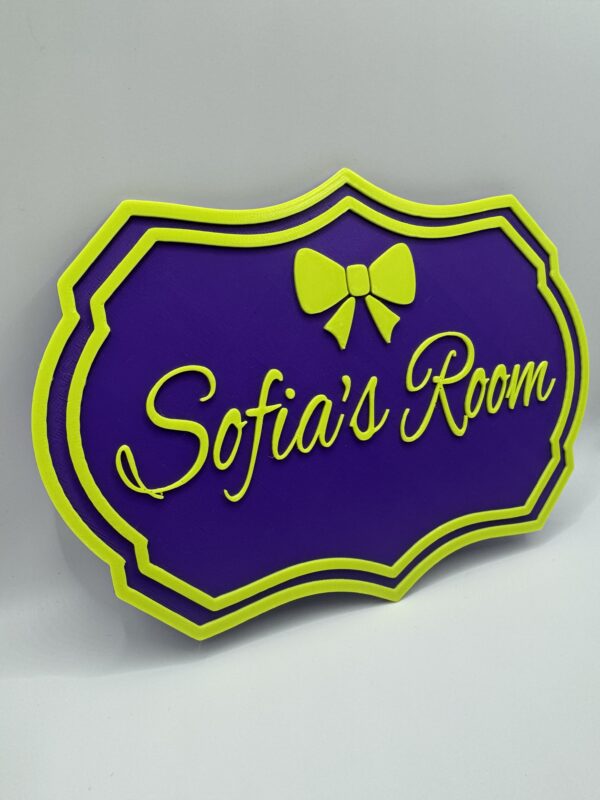 3D Personalised Room Door Sign – “Sofia’s Room” with Bow Design - Image 4