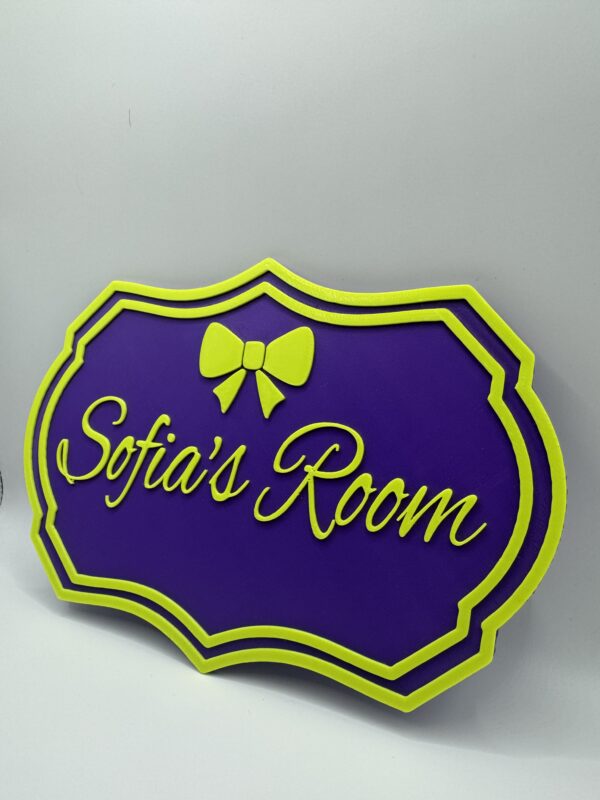 3D Personalised Room Door Sign – “Sofia’s Room” with Bow Design - Image 5