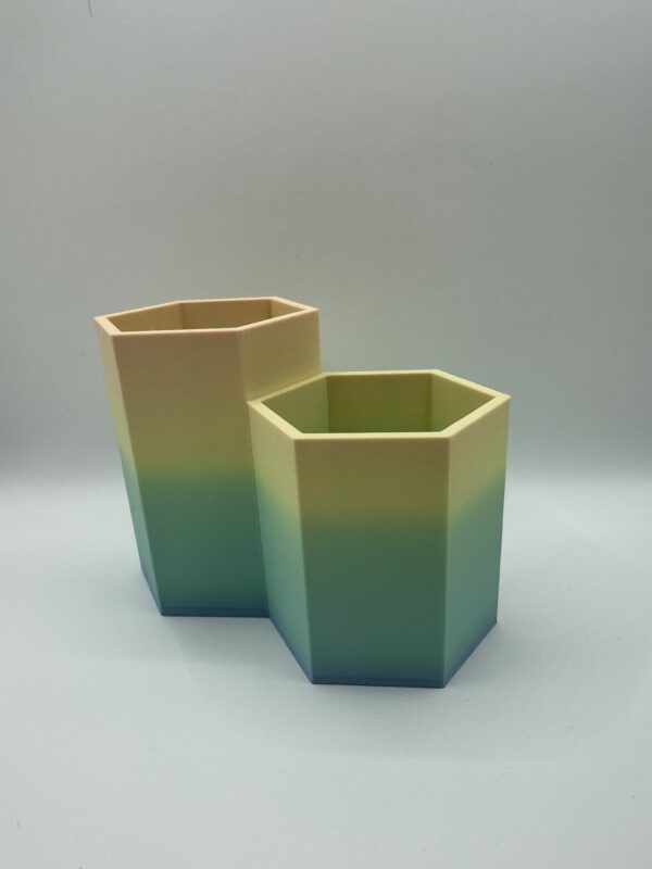 Gradient Hexagonal 3D Desk Pots – Modern Pen Holders or Mini Planters - Image 3